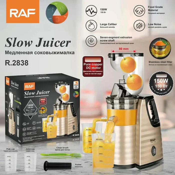 Storcator Profesional RAF 2838 150W, cu Presare la Rece, Extractie Lenta si Motor Silentios