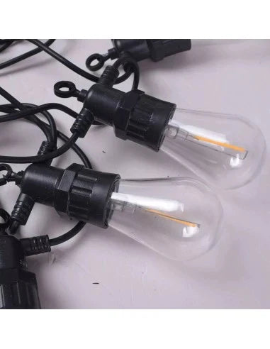 Ghirlanda solara 10 m cu 20 becuri Led Filament incluse, 2W, 3000K, IP65 lumina calda