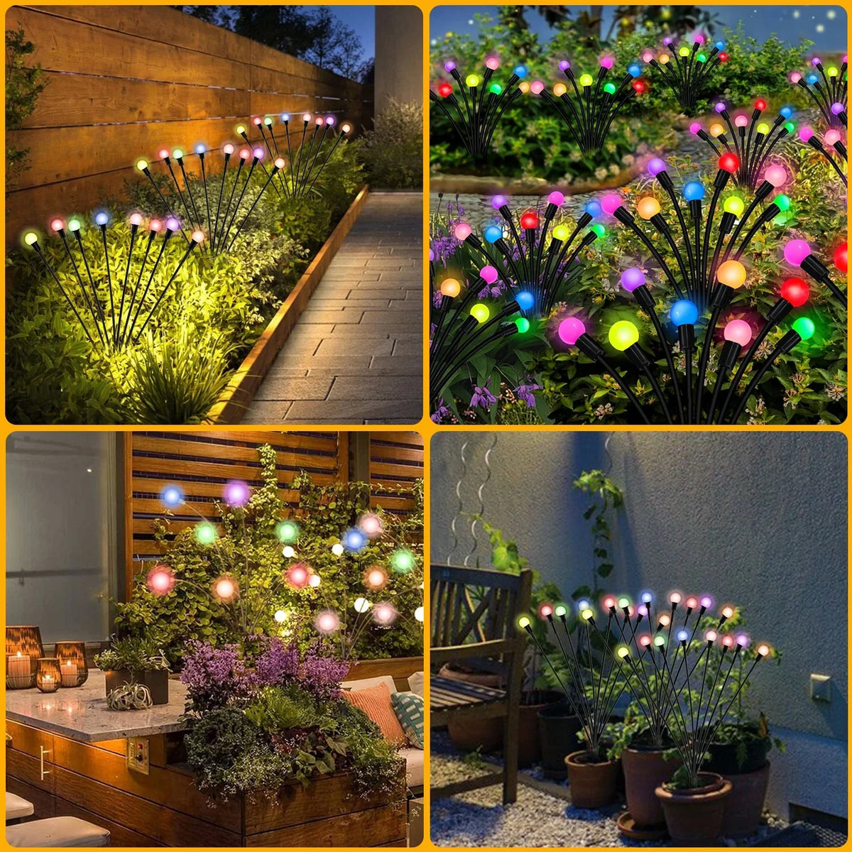 Set 4 x Lampa Solara LED Tip Bulbi Multicolor pentru Gradina, Decor Exterior, Iluminat Solar Gradina, Rezistente la Apa