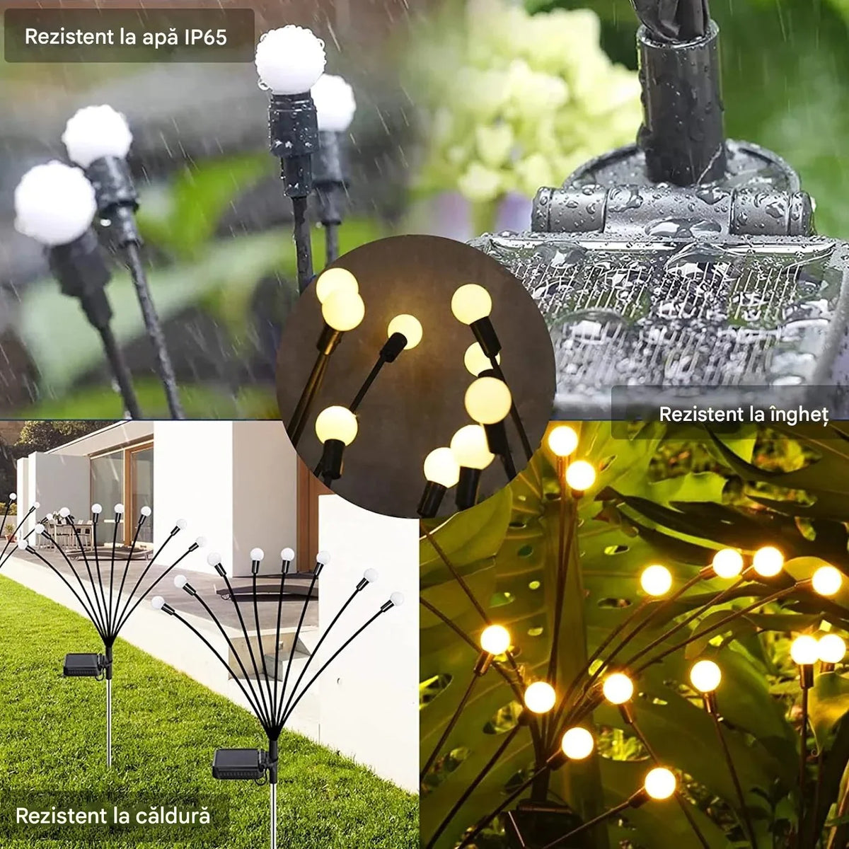 Set 4 x Lampa Solara LED Tip Bulbi Multicolor pentru Gradina, Decor Exterior, Iluminat Solar Gradina, Rezistente la Apa