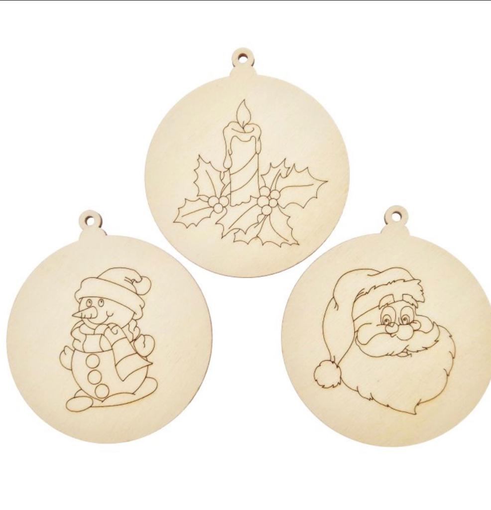 Set 8 globuri rotunde din lemn, pentru pictat, 7 cm