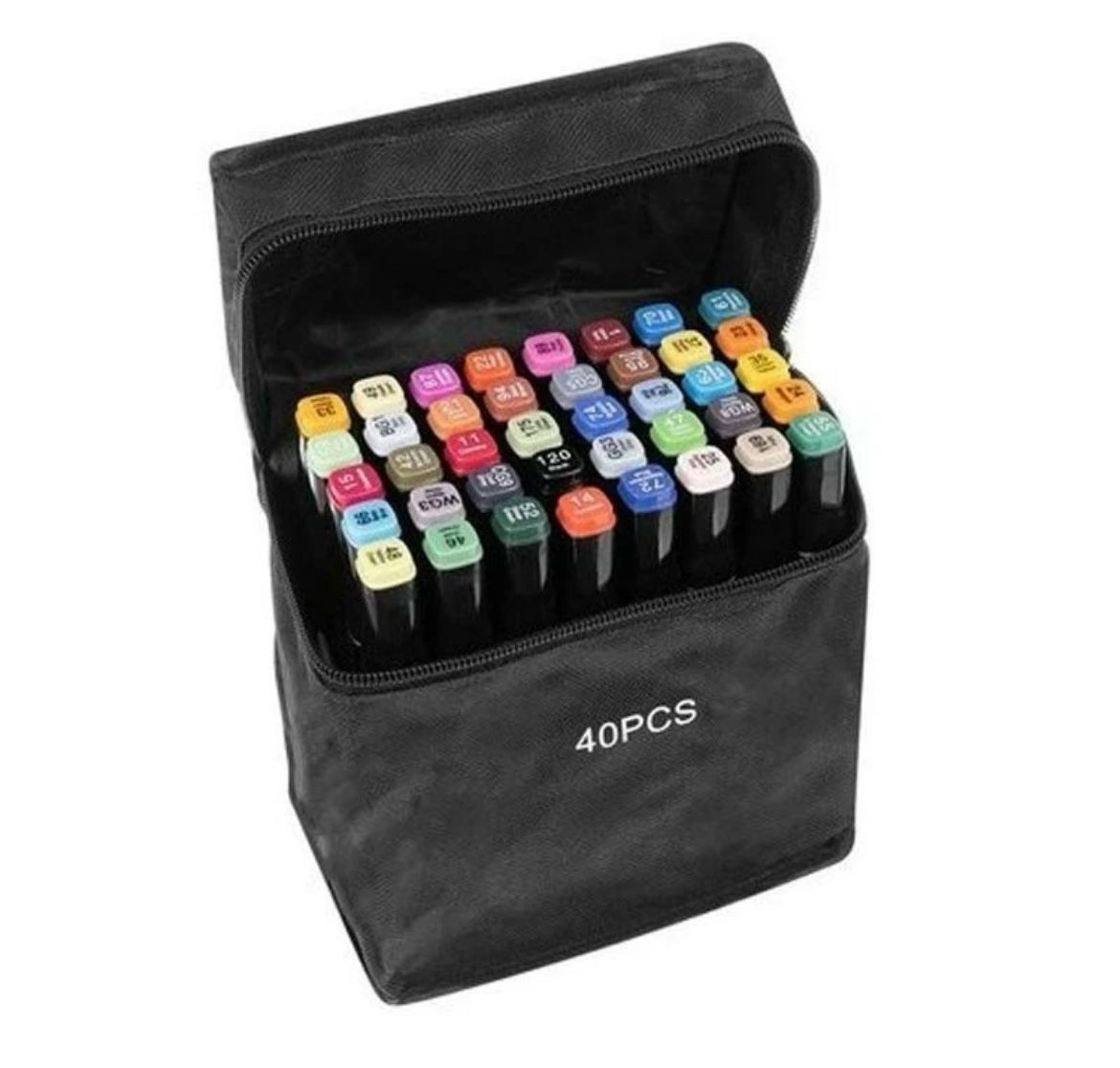 Figurina Mos Craciun si Craciunita + Set 40 de markere cu 2 capete, subtire si gros