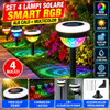 Set 4 x Lampa solara Smart RGB / Alb cald