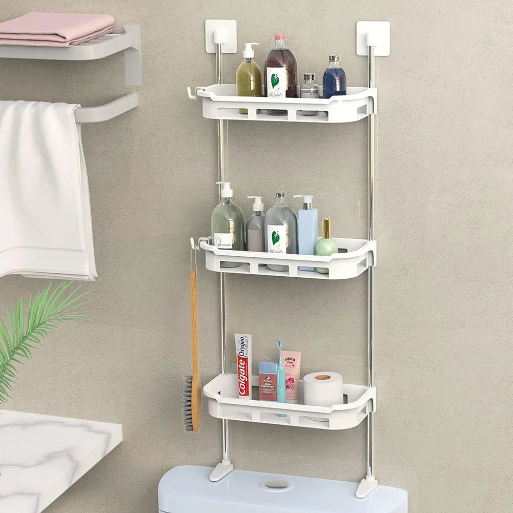 PACHET Mop microfibra cu pulverizare apa + Suport depozitare multifunctional pentru baie, cu 3 polite