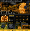 PACHET Set 3 x Ghirlanda luminoasa decorativa solara din cupru cu 100 leduri