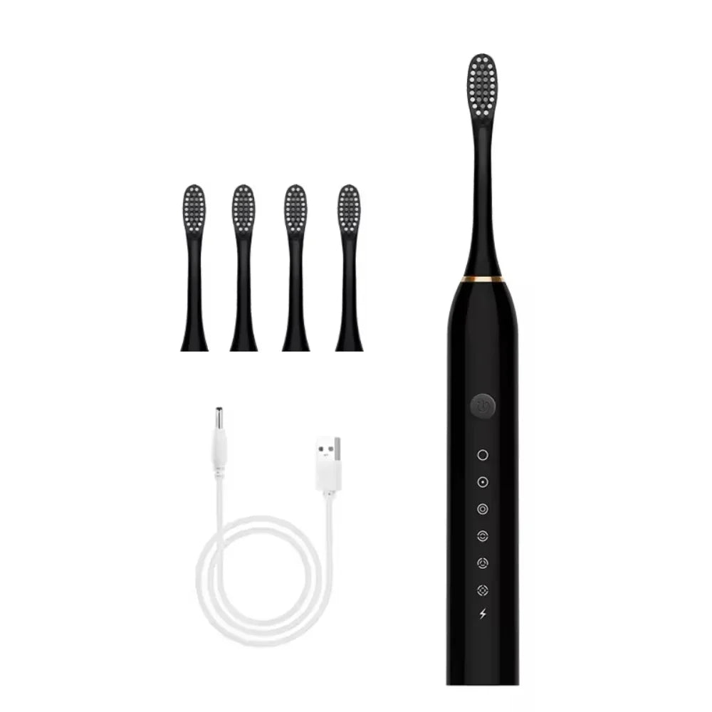 Set 2 Periuțe de Dinți Electrice, 6 Moduri, Temporizator, 4 Capete de Schimb
