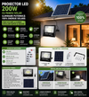 Proiector LED exterior 200W cu panou solar, telecomanda cu functii multiple