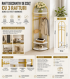 Raft decorativ de colt cu 3 rafturi, auriu cu efect marmura
