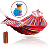 Hamac dublu bumbac cu bara de lemn + Scaun pliabil portabil, retractabil, telescopic, pentru exterior CADOU