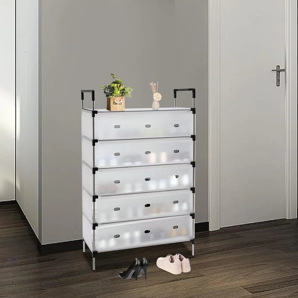 Raft pliabil pentru pantofi cu 5 etaje, design modern, stabil și multifuncțional