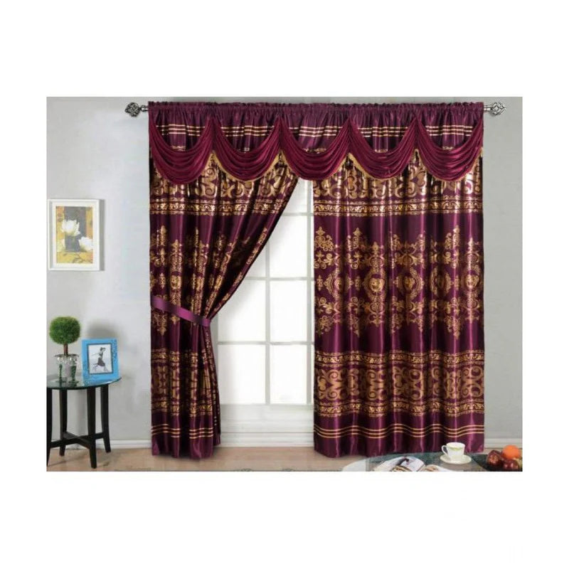 Set 2 draperii Jacquard bordo 300 x 250 cm, model elegant, cu rejansa