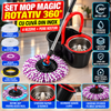 Set mop magic rotativ 360 grade , cu talpă și cuva din inox , 4 rezerve diferite