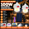 Set 2 x Lampă solară de camping reîncărcabilă, 100W, rezistenta la intemperii
