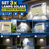 Set 3 x Lampa solara de perete cu senzor de miscare, impermeabila IP65, 90 LED-uri, alba