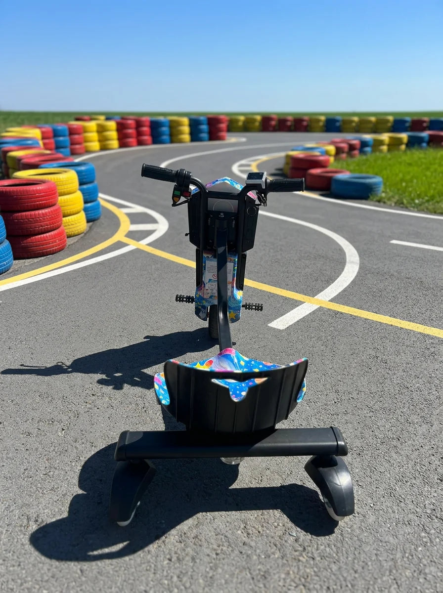 Tricicletă electrică drift Premium pentru copii, 350W + cască si echipament complet de protecție CADOU