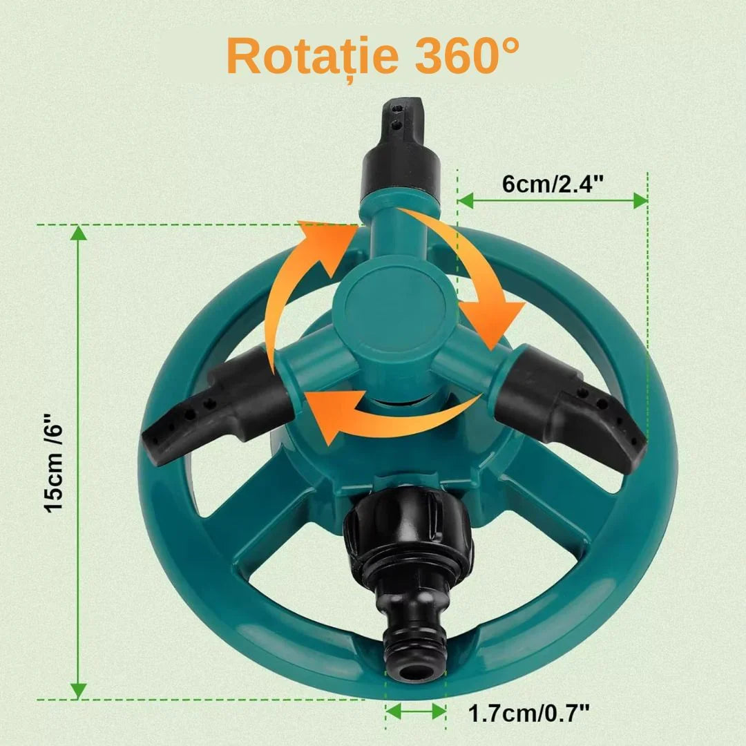 Set 5x aspersor rotativ gradina cu 3 brate reglabile pentru irigare