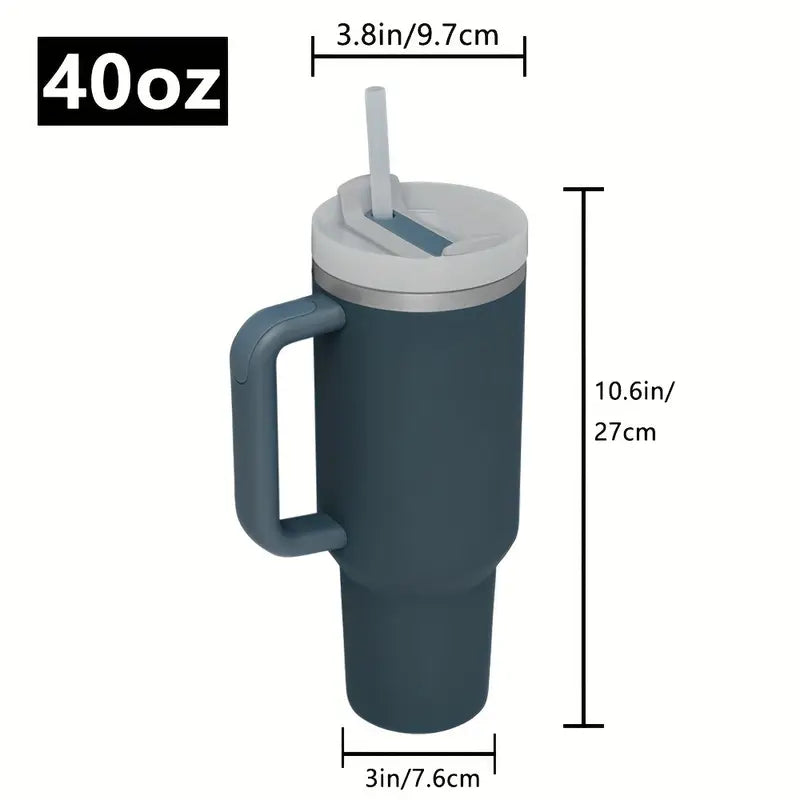 Mini blender portabil (450 ml, 12 lame, fără BPA) + termos auto din oțel inoxidabil 1200 ml