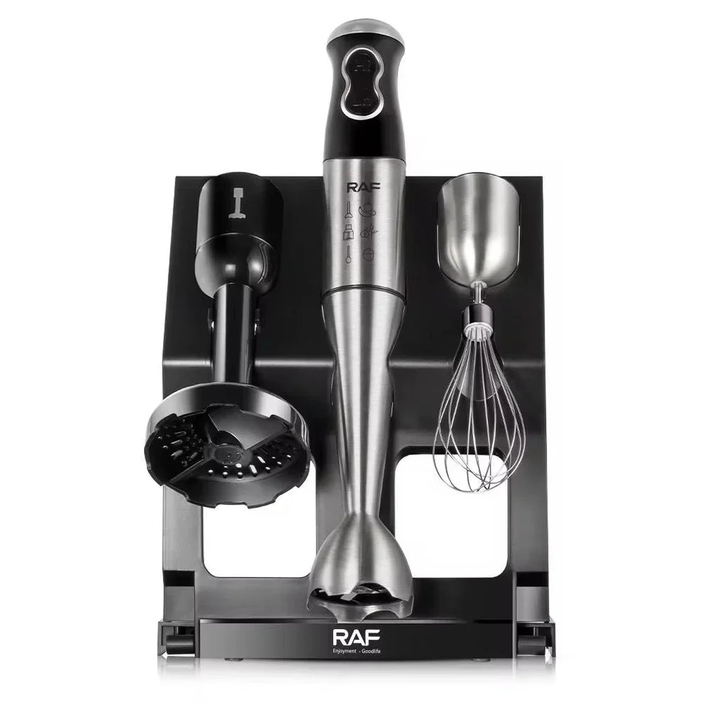 Blender Profesional 5 in 1 RAF - 500W, 4 Lame, Tocator, Mixer, Blender, Pasator, Suport Inclus, R.3004