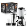 Blender Electric 3 în 1 RAF R.2871, 1000W, Pahar 1.5L din Sticlă, Vas Inox, Râșniță, 2 Viteze + Pulse, StayFresh, Negru/Inox