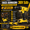 Trusa bormasina si autofiletanta cu percutie, 2 acumulatori 36V 5Ah si 30 accesorii