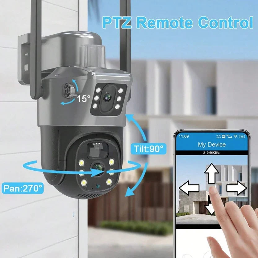 Camera De Supraveghere Cu Panou Solar,4G,Senzor De Miscare,Lentile Duble,4G HD 8MP + CARD 32GB CADOU