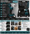 Cheie de impact 550 Nm cu 2 acumulatori 48V, 43 accesorii si valiza transport