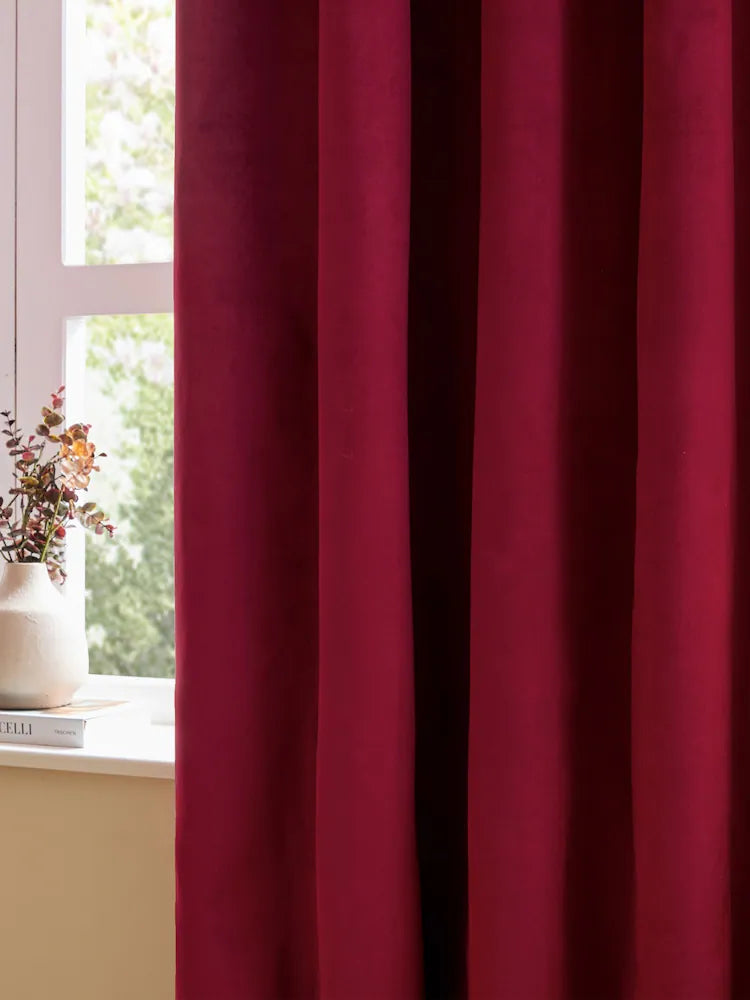 Set 2 draperii catifea, cu inele metalice, 150 x 260 cm