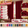 Set 2 draperii catifea, cu inele metalice, 150 x 260 cm