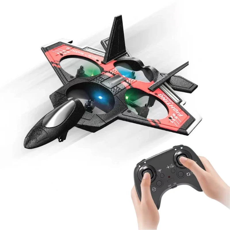 Drona avion cu telecomanda iUni S98, Quadcopter, Combat Aircraft, Acrobatii 360°, Giroscop, Rezistent la impact, Lumini LED