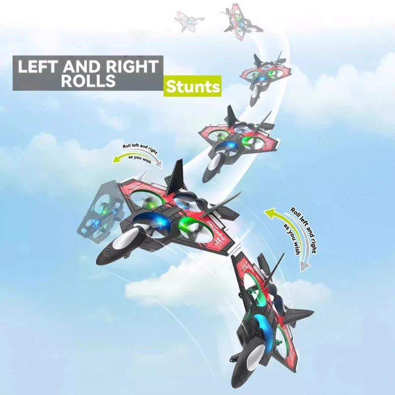 Drona avion cu telecomanda iUni S98, Quadcopter, Combat Aircraft, Acrobatii 360°, Giroscop, Rezistent la impact, Lumini LED
