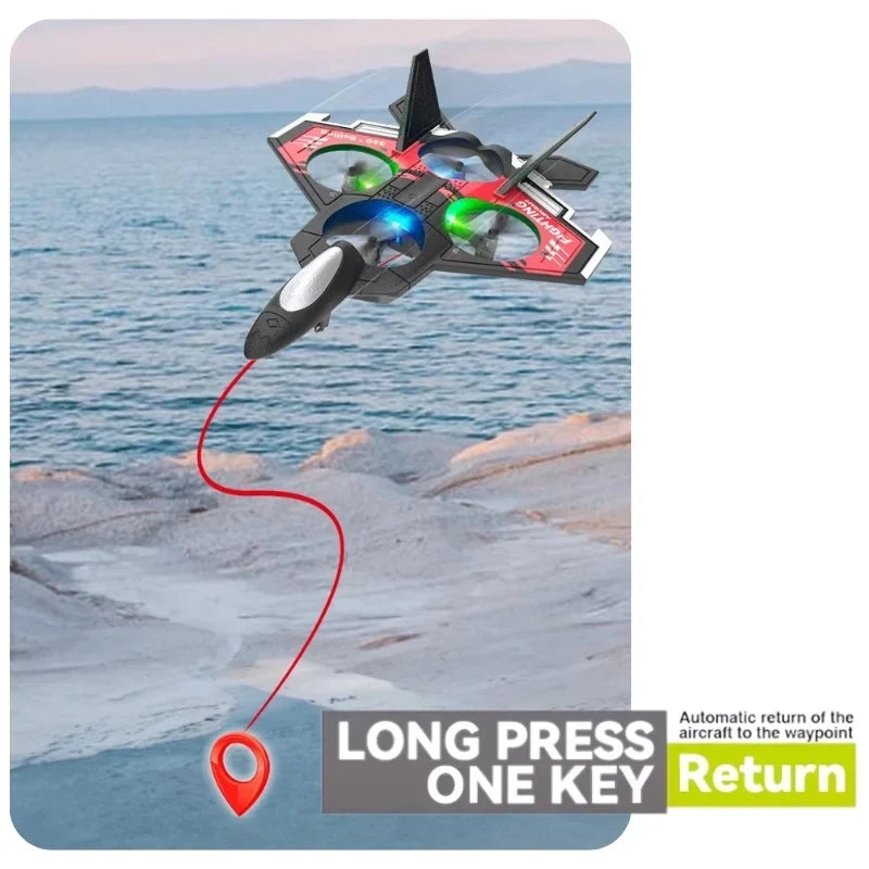Drona avion cu telecomanda iUni S98, Quadcopter, Combat Aircraft, Acrobatii 360°, Giroscop, Rezistent la impact, Lumini LED
