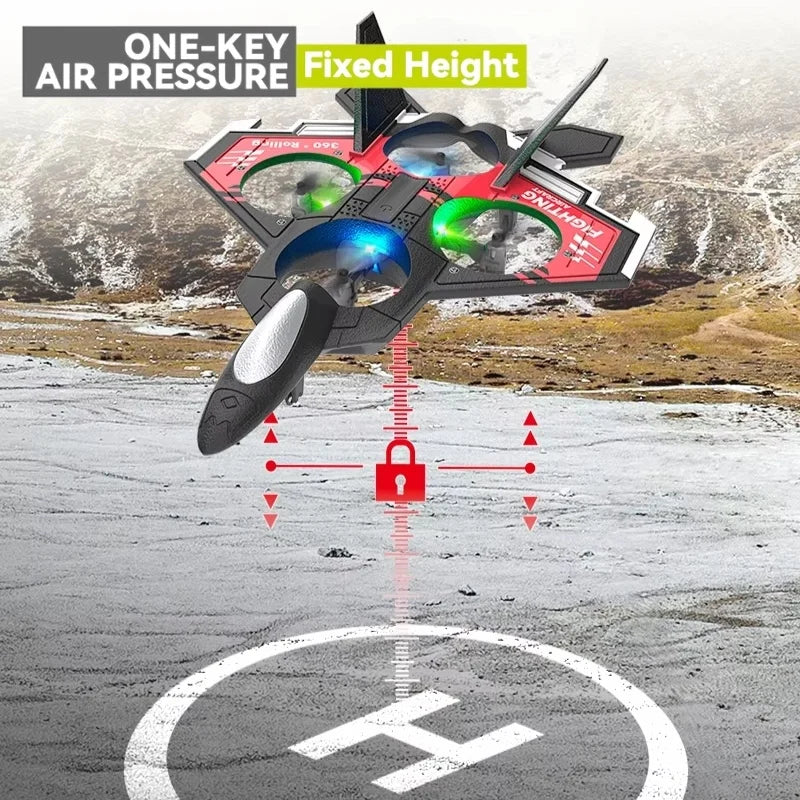 Drona avion cu telecomanda iUni S98, Quadcopter, Combat Aircraft, Acrobatii 360°, Giroscop, Rezistent la impact, Lumini LED