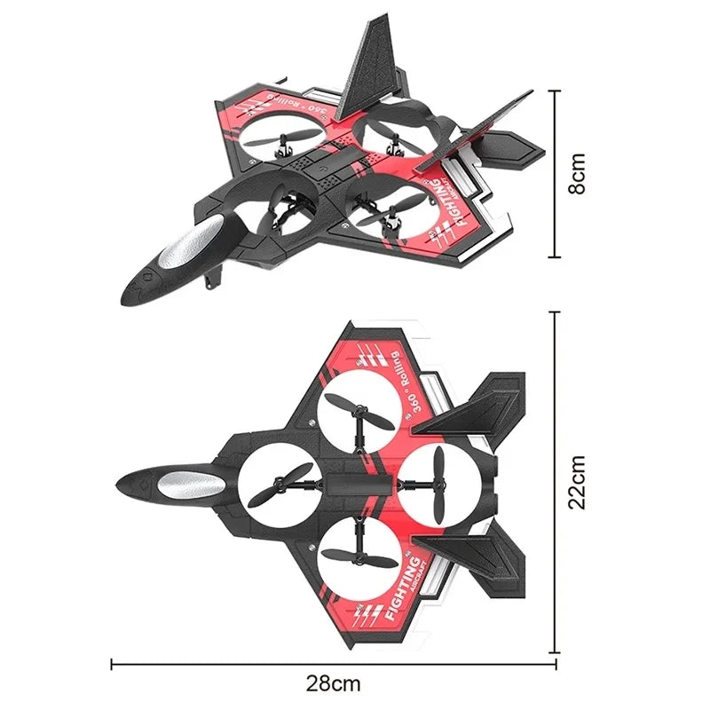 Drona avion cu telecomanda iUni S98, Quadcopter, Combat Aircraft, Acrobatii 360°, Giroscop, Rezistent la impact, Lumini LED