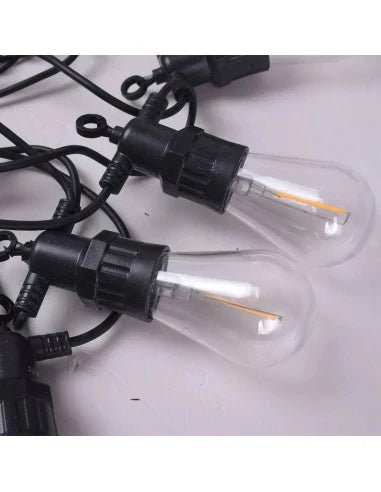 Ghirlanda solara 10 m cu 20 becuri Led Filament incluse, 2W, 3000K, IP65 lumina calda