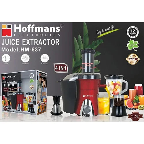 Hoffmans Blender Multifuncțional 1,5L, 1200W Visiniu