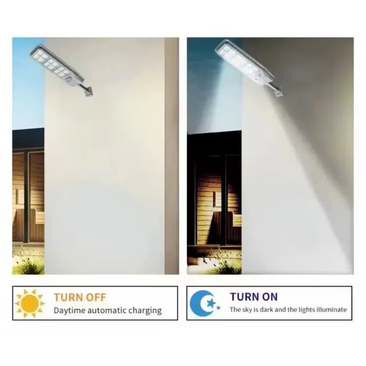 Set 2 x Lampa solara cu telecomanda si suport, 300W, senzor de miscare, 12 cadrane, 108 LED-uri, 6000k
