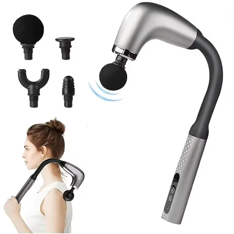 Pistol de masaj cu maner extins, 4 capete de masaj, 9 viteze, Aparat Pentru Masaj Premium
