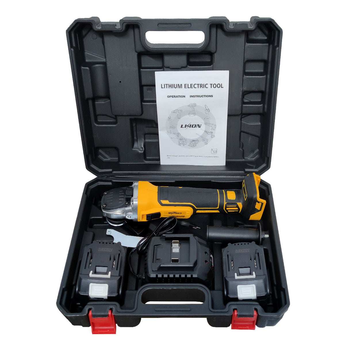 Polizor unghiular cu 2 acumulatori, Brushless, 48 V, 5 Ah, Diametru disc 125 mm, 8100 Rpm, Galben