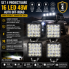 Set 4 proiectoare auto OFF-ROAD 48W cu 16 LED, lumina alba rece 6500K