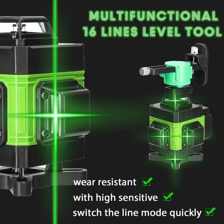 Nivela laser 4D cu 16 linii verzi, autonivelare, 360 grade, impermeabila