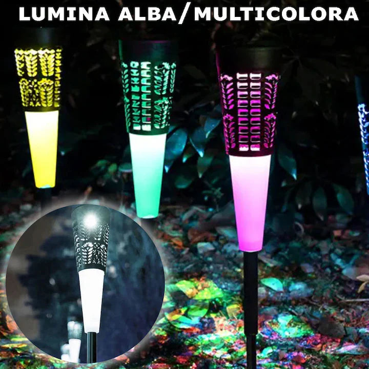 Set 6 x Lampa Solara Decorativ Pentru Curte Si Gradina, De Exterior, Cu Tarus