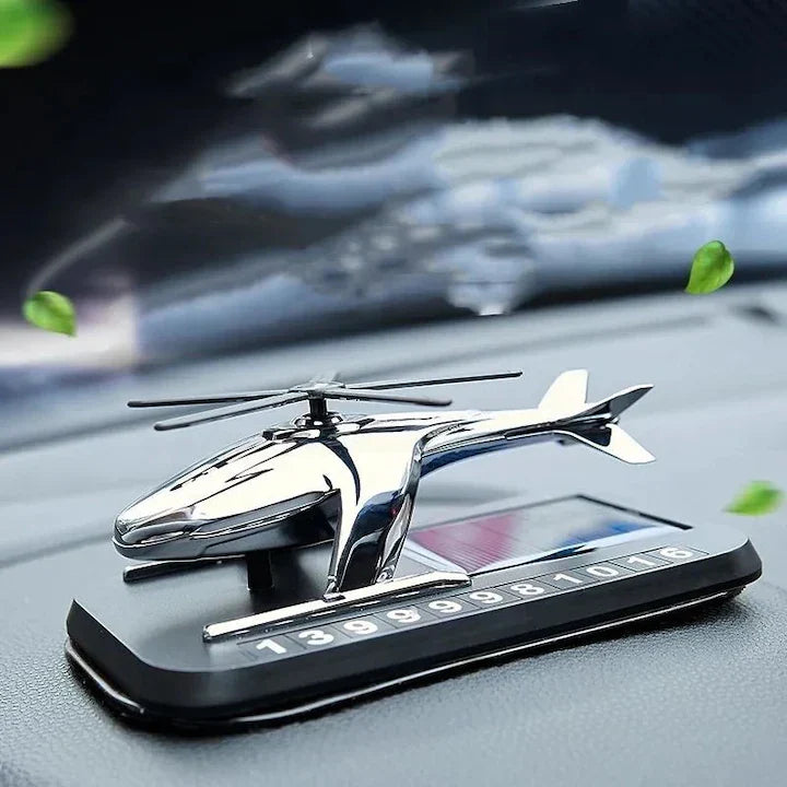 Set 2 x Odorizant Auto Elicopter Cu Incarcare Solara si Suport Numar de Telefon pe Magnet, Baza Antiderapanta