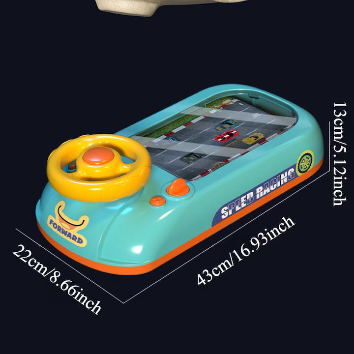 Jucarie interactiva pentru copii, masina de curse, tema nava spatiala, volan desktop, albastru