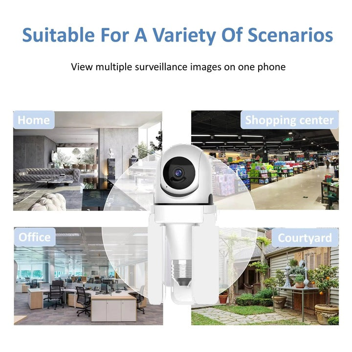 Camera Bec cu 3 Brate de lumina LED 3MP HD WiFi PTZ, pridere bec E27