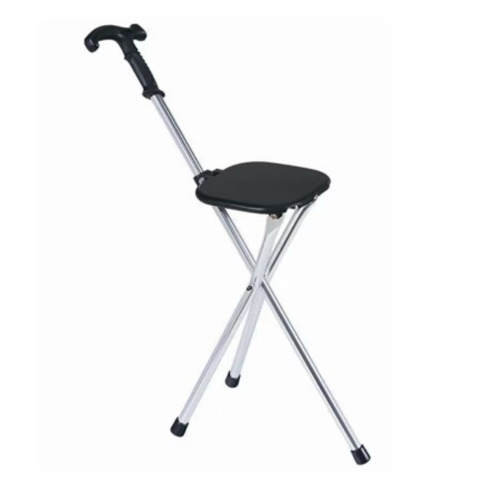 Baston cu scaun pliabil, din aluminiu rezistent, functie 2 in 1, ultra rezistent, capete anti-alunecare