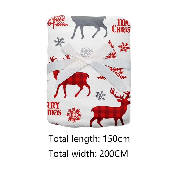 Set 2 x Patura flanel Christmas, 150x200cm, model fulgi de zapada, multicolor