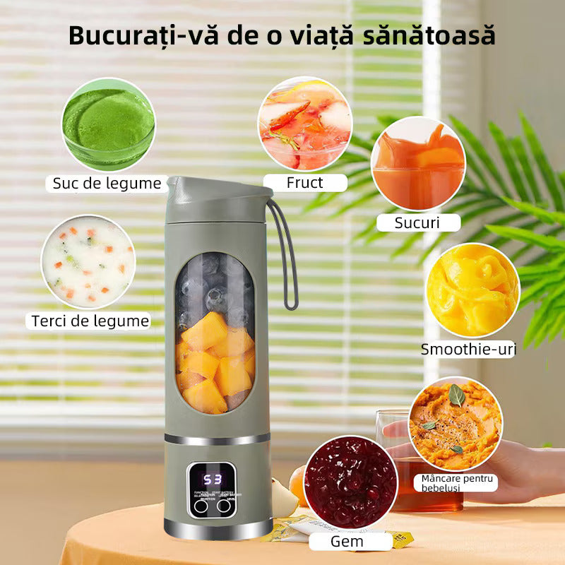 Mini Blender Electric, Portabil si Multifunctional, 12 lame din otel, Fara BPA, Capacitate 450ml