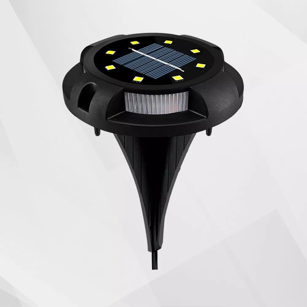 Set 8 lampi solare tip spot pentru gradina, 8 leduri alb cald si 4 leduri multicolor RGB, buton ON/OFF