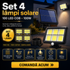 Set 4 lampi solare 100 LED COB, 100W, senzor de miscare, 500 lumeni