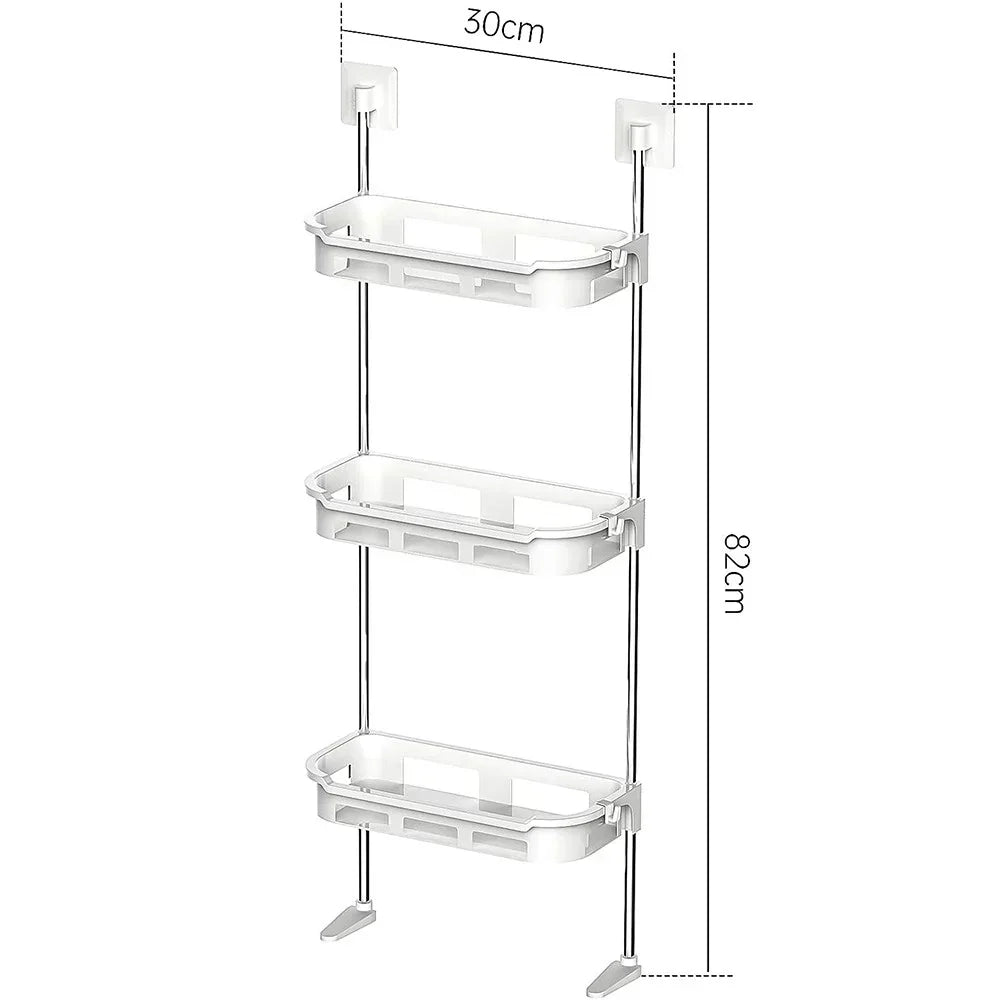 PACHET Mop microfibra cu pulverizare apa + Suport depozitare multifunctional pentru baie, cu 3 polite